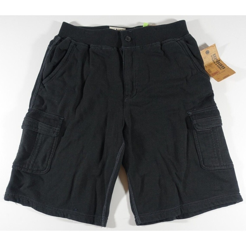 Urban Pipeline Fleece Cargo Shorts Boys Medium Sweats Cotton Blend Black NWT